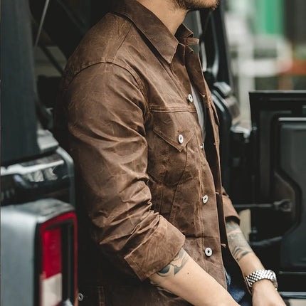 Heavyweight Waxed Canvas Safari Jacket Men