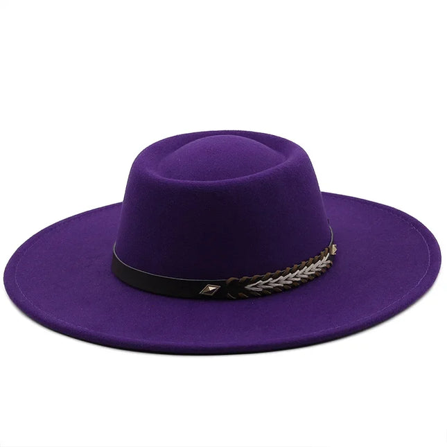 British-Style Wide-Brim Felt Fedora – Adjustable Luxury Jazz & Wedding Hat