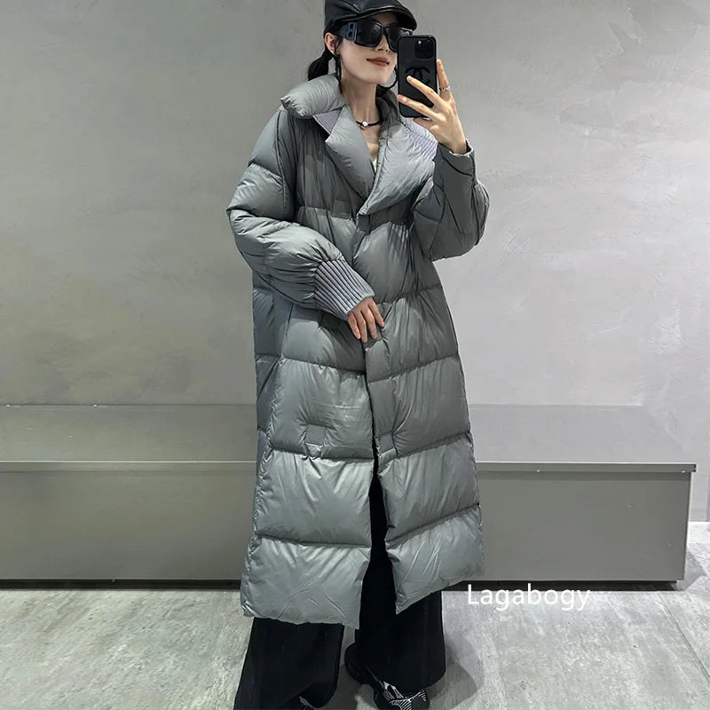 Long 90% White Duck Down Puff Parka Women-HighTouch
