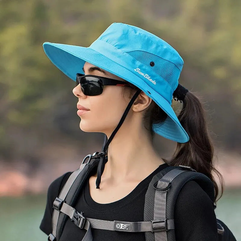 Xinbaoguan Foldable Ponytail Sun Hat – Breathable 100% Polyester UV Protection-HighTouch