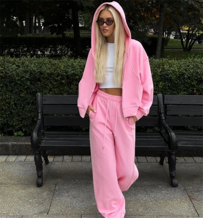 Women’s Zip-Up Hoodie & Pants Set-HighTouch