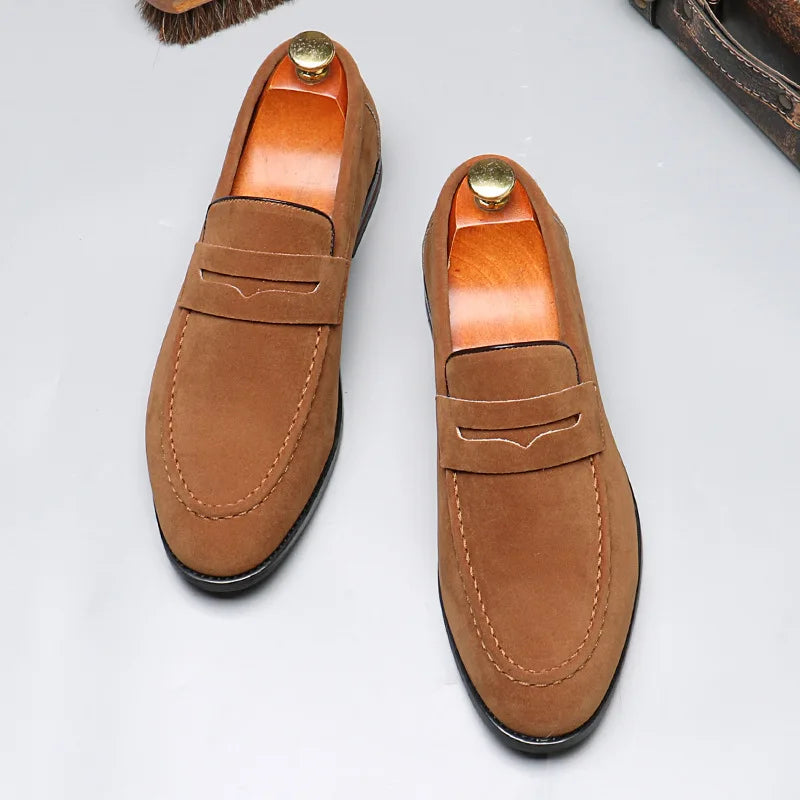 Men’s Suede Slip-On Loafers-HighTouch