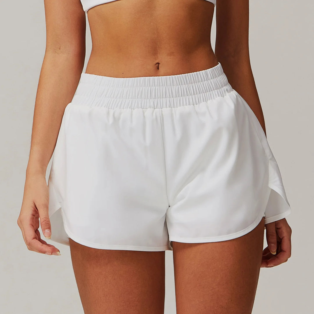 Women's Dual-Layer High-Waist Pocket Yoga Shorts-HighTouch