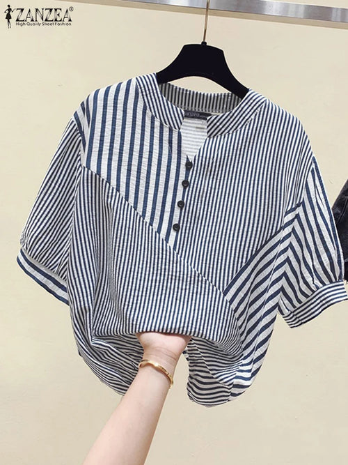 Elegant Striped V-Neck Blouse