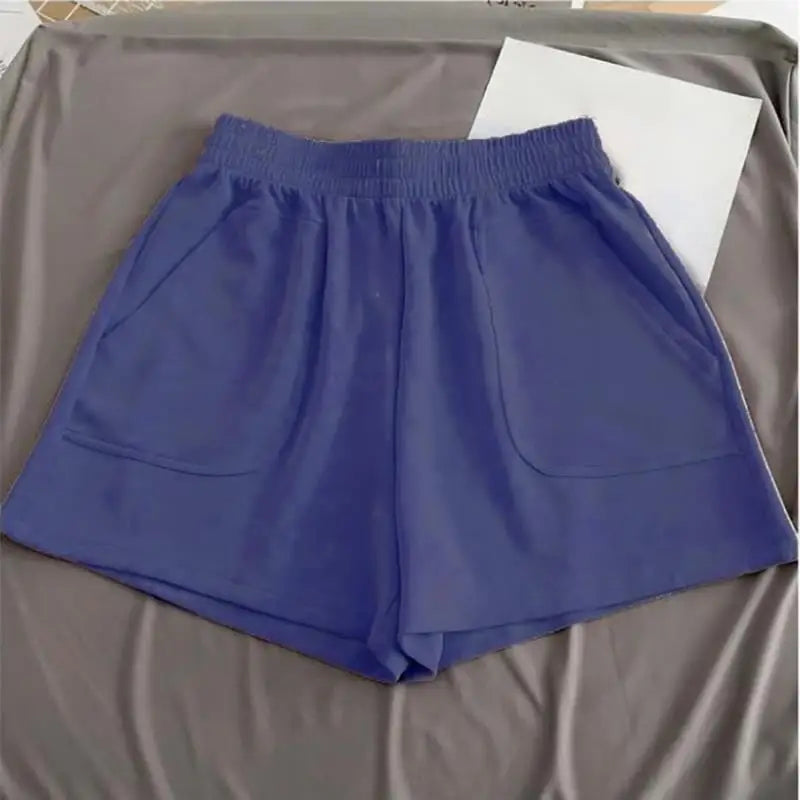 Summer High-Waist Solid Color Shorts