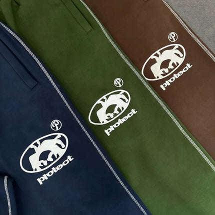 Streetwear Letter Embroidery Loose Sweatpants – Y2K Harajuku Wide-Leg Statement