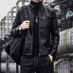 Slim Short PU Leather Blazer Jacket-HighTouch