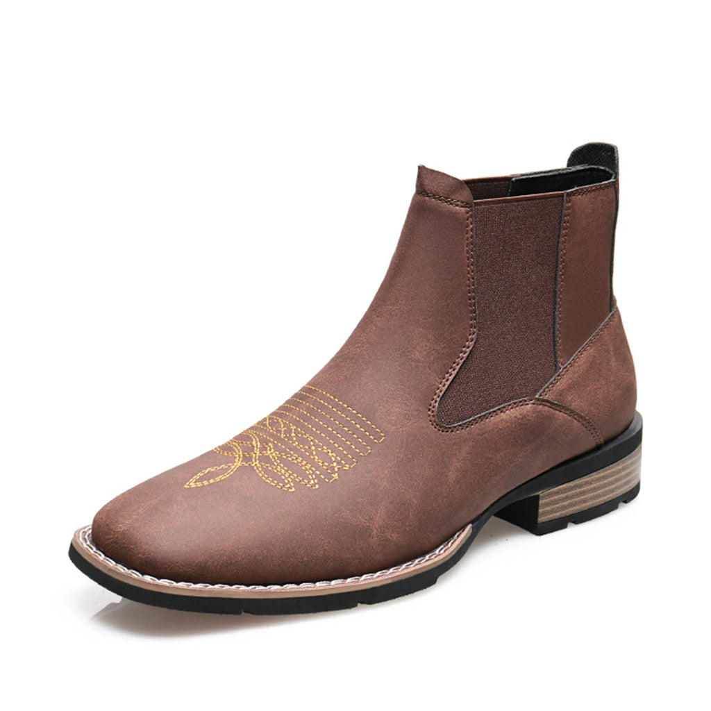 Men’s Embroidered Ankle Boots-HighTouch