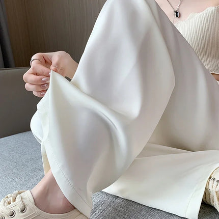 Cool & Chic – Ice Silk Satin High-Waist Wide-Leg Pants