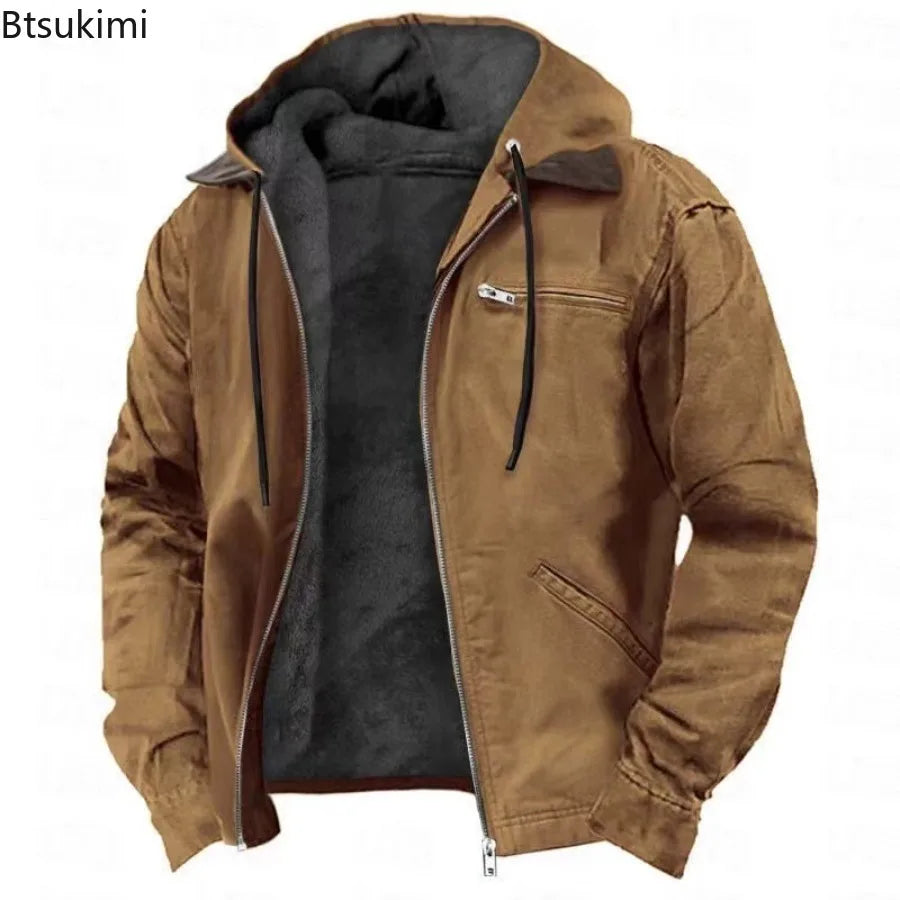 Men’s Full-Zip Polar Fleece Hoodie – Warm Casual Hooded Jacket-HighTouch