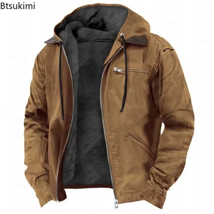 Men’s Full-Zip Polar Fleece Hoodie – Warm Casual Hooded Jacket-HighTouch