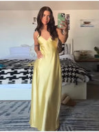 V‑Neck Sling Maxi Dress – Elegant Loose Fit Summer Dress-HighTouch