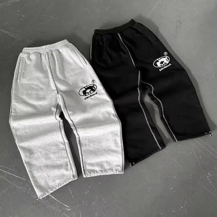 Streetwear Letter Embroidery Loose Sweatpants – Y2K Harajuku Wide-Leg Statement
