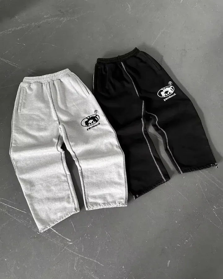 Streetwear Letter Embroidery Loose Sweatpants – Y2K Harajuku Wide-Leg Statement-HighTouch