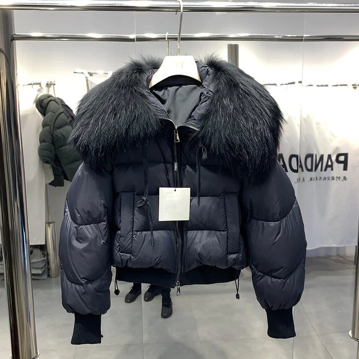 Short White Duck Down Parka Women-HighTouch