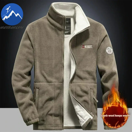 Men’s Thick Fleece Winter Jacket – Double-Pocket Hiking & Ski Outerwear