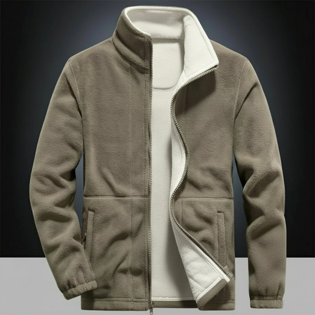 Men’s Thick Fleece Winter Jacket – Double-Pocket Hiking & Ski Outerwear-HighTouch