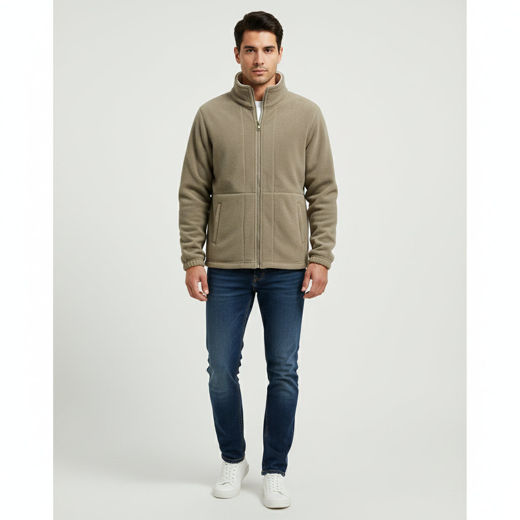 Men’s Thick Fleece Winter Jacket – Double-Pocket Hiking & Ski Outerwear-HighTouch