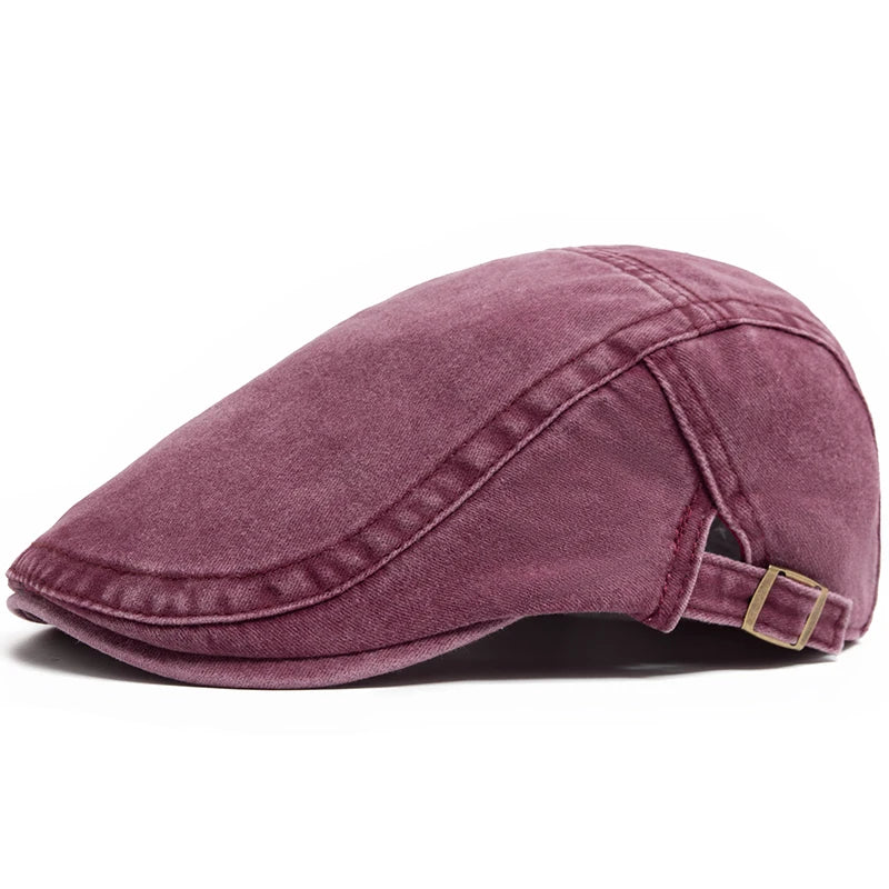 Vintage Cotton Beret / Flat Visor Cap – Unisex Adjustable Style-HighTouch
