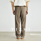 Men’s Straight-Leg Drawstring Trousers – Japanese Casual Elastic Waist Pants-HighTouch