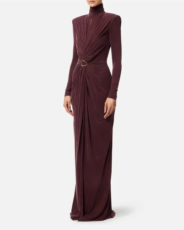 Custom High-Neck Mermaid Evening Gown | Long Sleeve, Elegant Fit