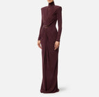 Women’s High Neck Mermaid Evening Gown Long Sleeve Elegant Dress-HighTouch