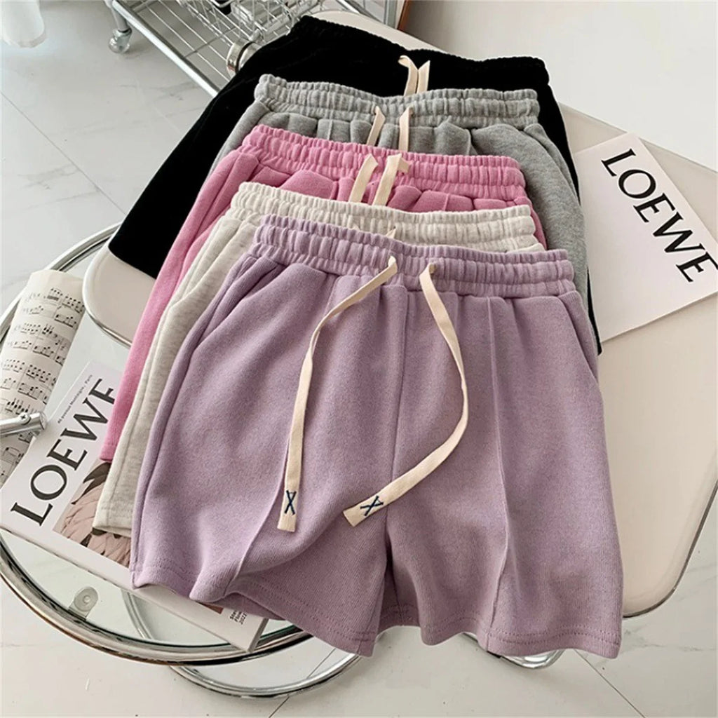 Comfy Retro Korean High-Waist Loose Shorts – Relaxed Chic & Sporty Comfort