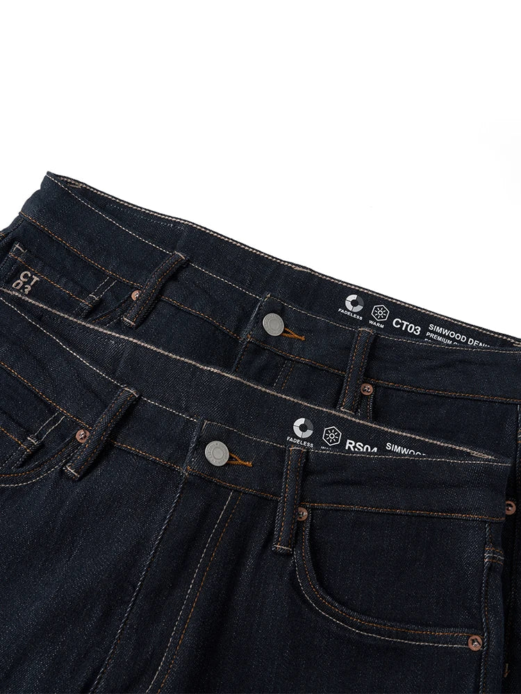 Heavyweight Fadeless Denim Jeans Men – Regular Fit Autumn Brushed Liner-HighTouch