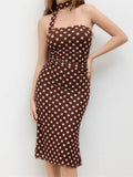 Strapless Off‑Shoulder Polka Dot Maxi Dress with Scarf – Elegant Summer Slim Fit-HighTouch
