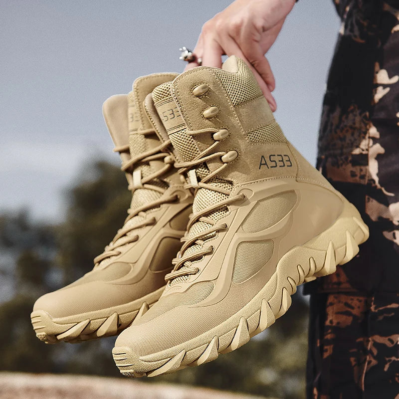 Men’s High-Quality Leather Tactical Safety Boots-HighTouch
