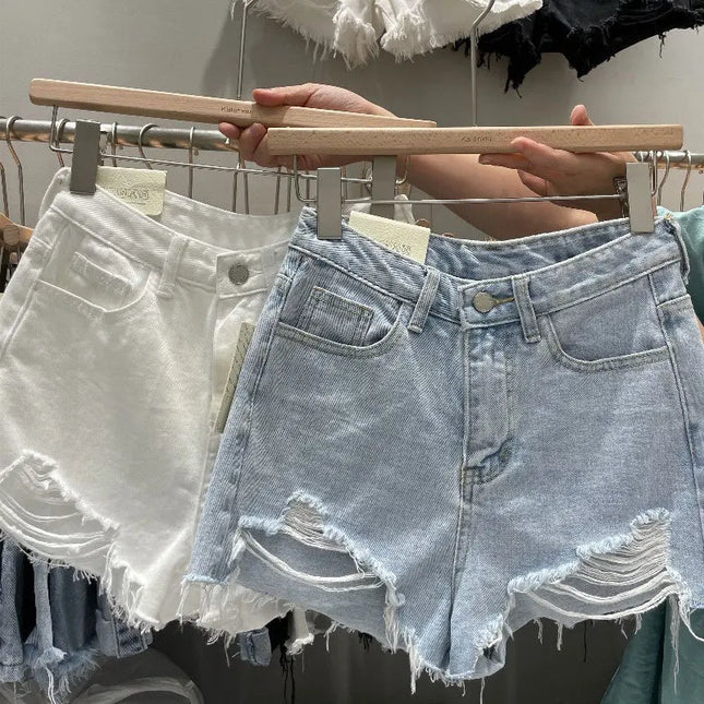 Wurry A-Line Denim Shorts for Women – Korean Loose Fit Summer Hot Pants