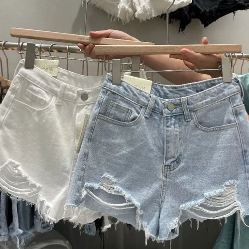 Denim Shorts for Women – Korean Loose Fit Summer Hot Pants-HighTouch