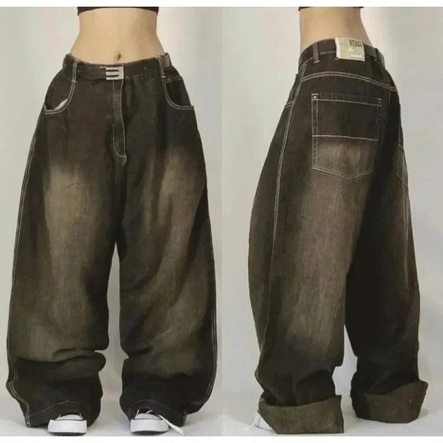 Oversized Print Baggy Jeans – Y2K Harajuku Wide-Leg Streetwear