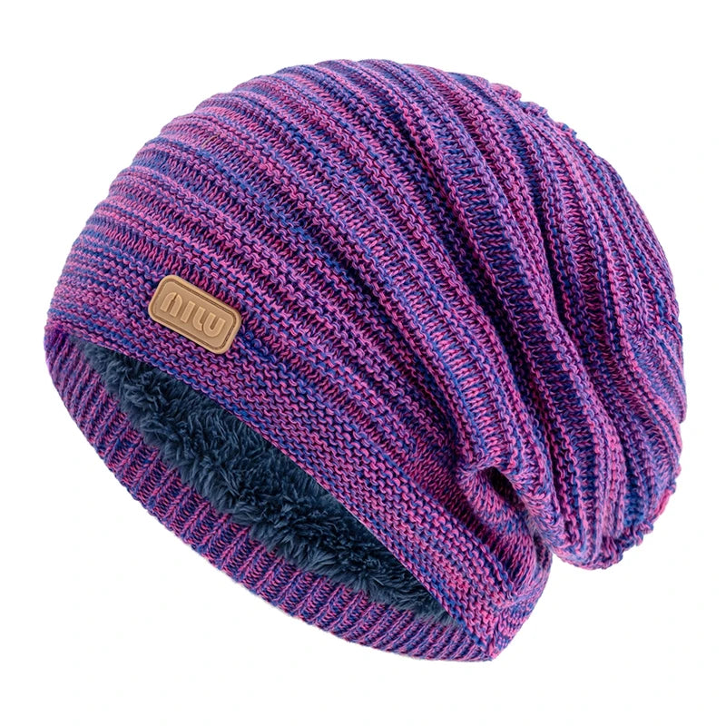 Unisex Striped Slouchy Winter Beanie-HighTouch