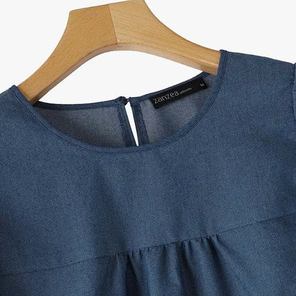 Zanzea Lace Patchwork Denim Blouse – Casual Summer Top for Women