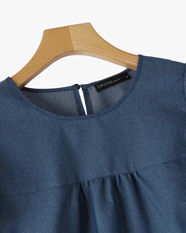 Zanzea Lace Patchwork Denim Blouse – Casual Summer Top for Women