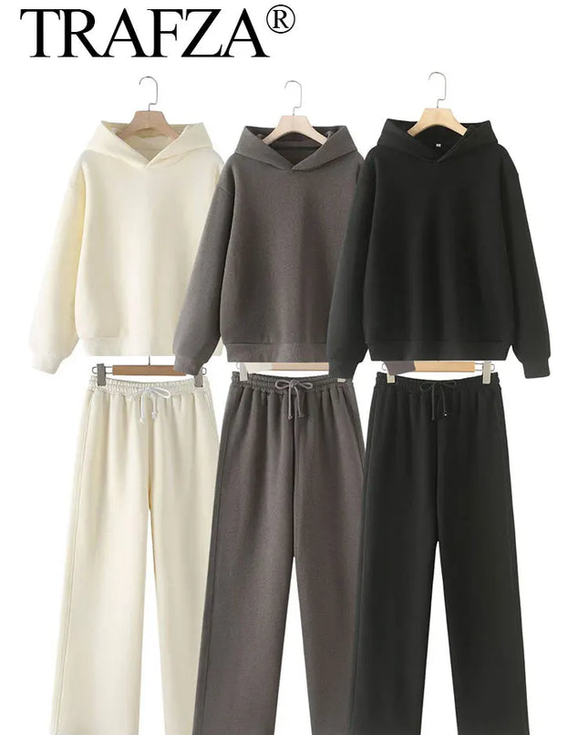 Women’s Casual Hooded Pullover & Straight Pants Set — Cozy, Chic & Versatile