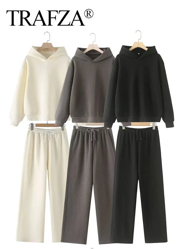 Women’s Casual Hooded Pullover & Straight Pants Set — Cozy, Chic & Versatile