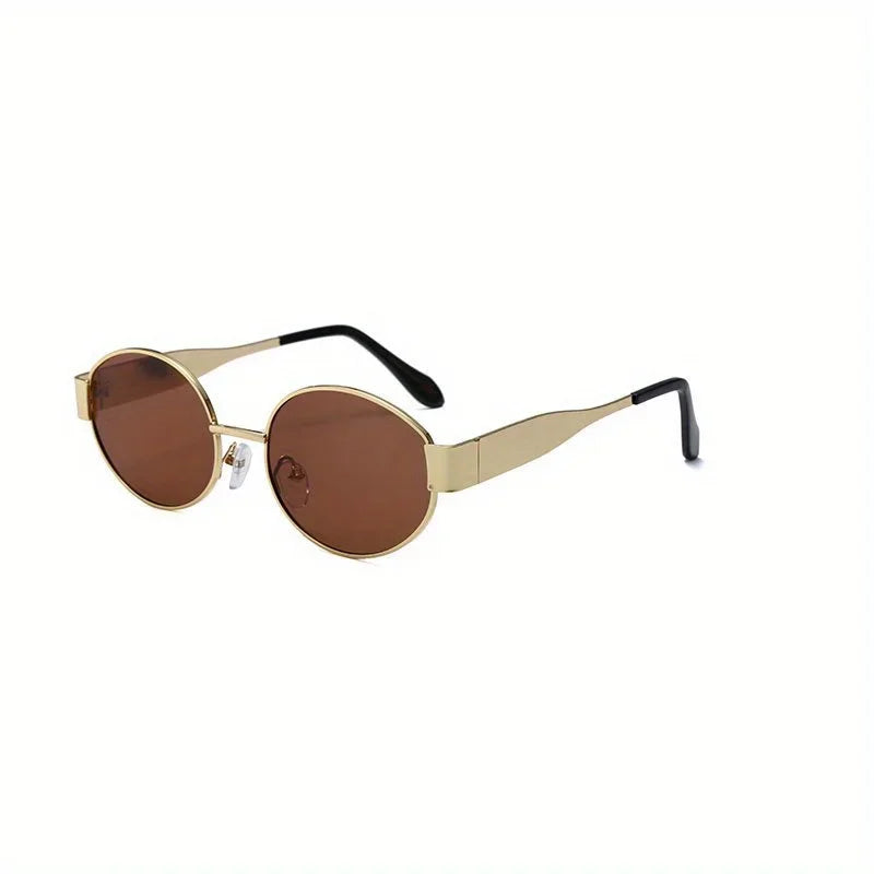 Retro Oval Metal-Frame Sunglasses