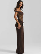 Women’s Lace Maxi Dress One Shoulder Elegant Party Dress