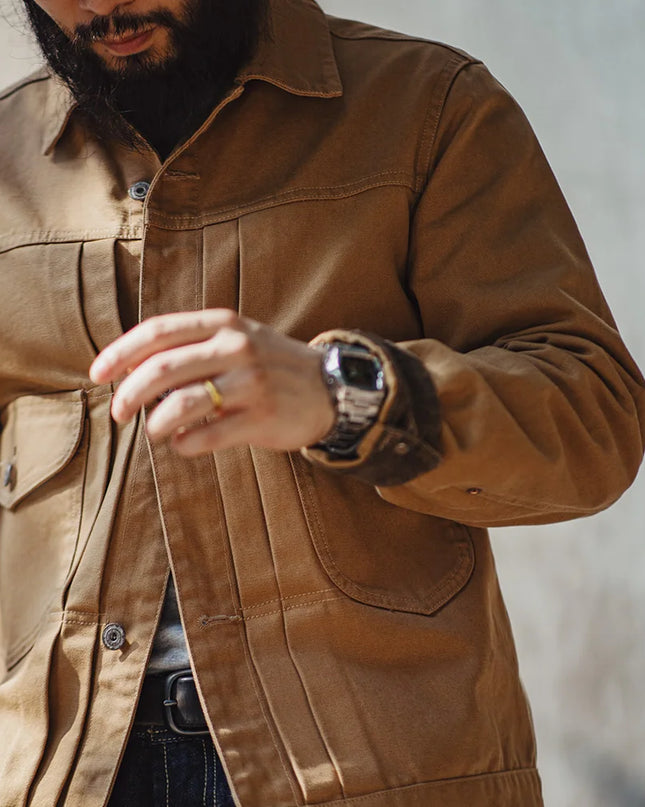 Vintage Canvas Rancher Jacket Men – Heavyweight Khaki Utility Coat