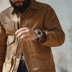 Vintage Canvas Rancher Jacket Men – Heavyweight Khaki Utility Coat-HighTouch