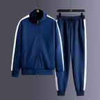 Korean Style Tracksuit for Men – Striped Zip Jacket & Jogger Pants Set-HighTouch
