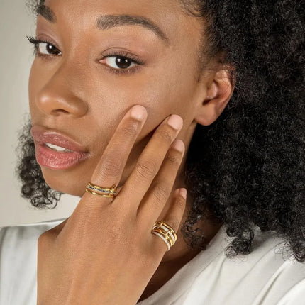Two-Tone Hypoallergenic Copper Stackable Ring Set