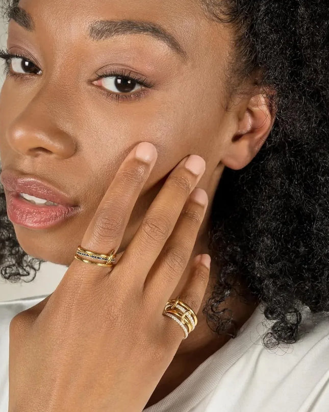 Two-Tone Hypoallergenic Copper Stackable Ring Set