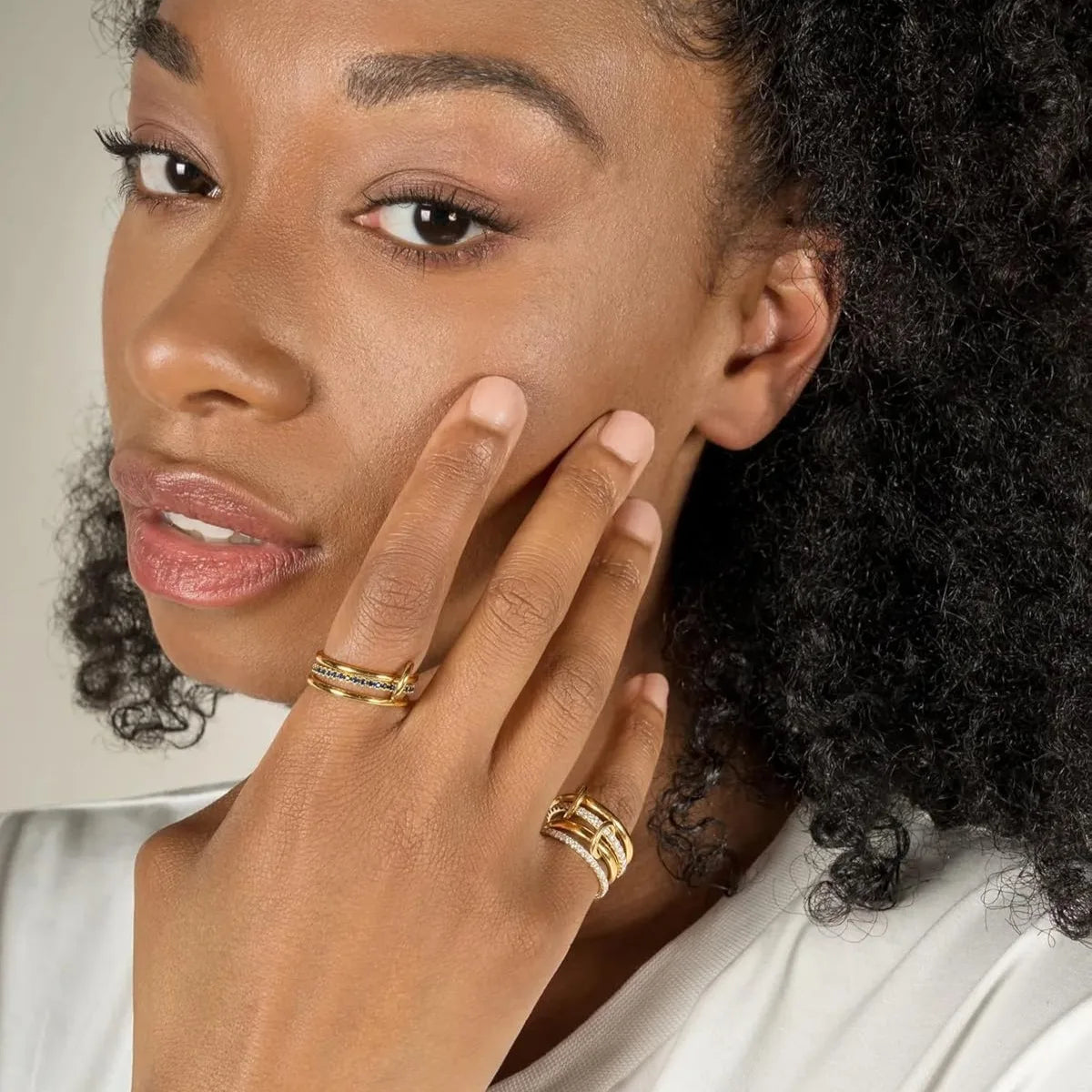 Two-Tone Hypoallergenic Copper Stackable Ring Set-HighTouch