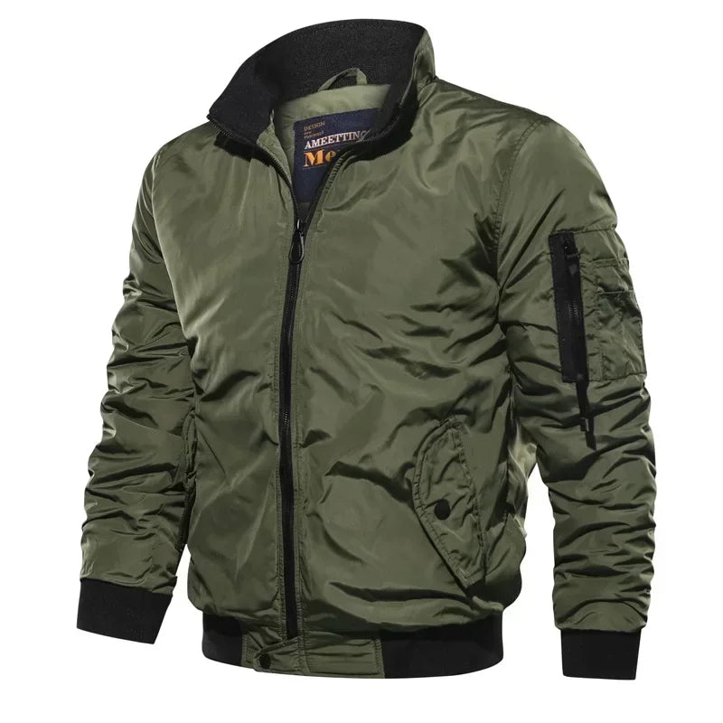 Men’s Slim-Fit Cotton Bomber Jacket-HighTouch