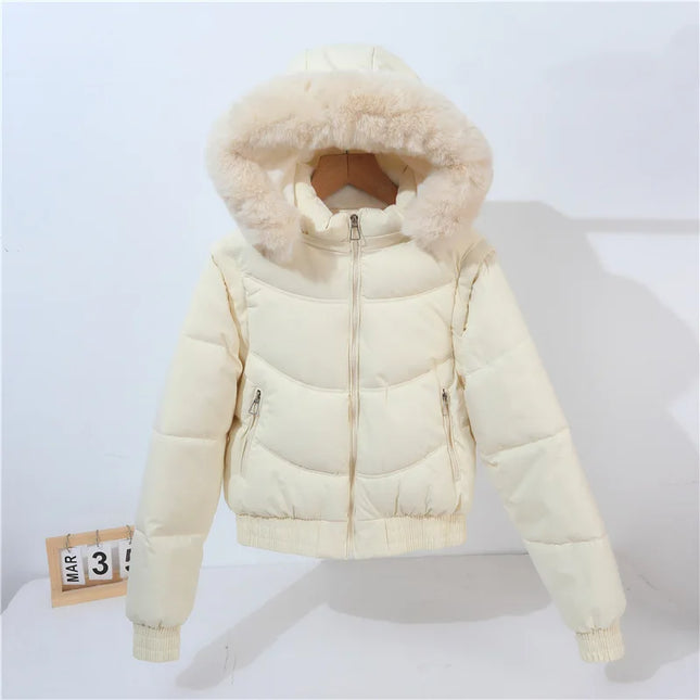 Petite Winter Padded Jacket with Fur Collar