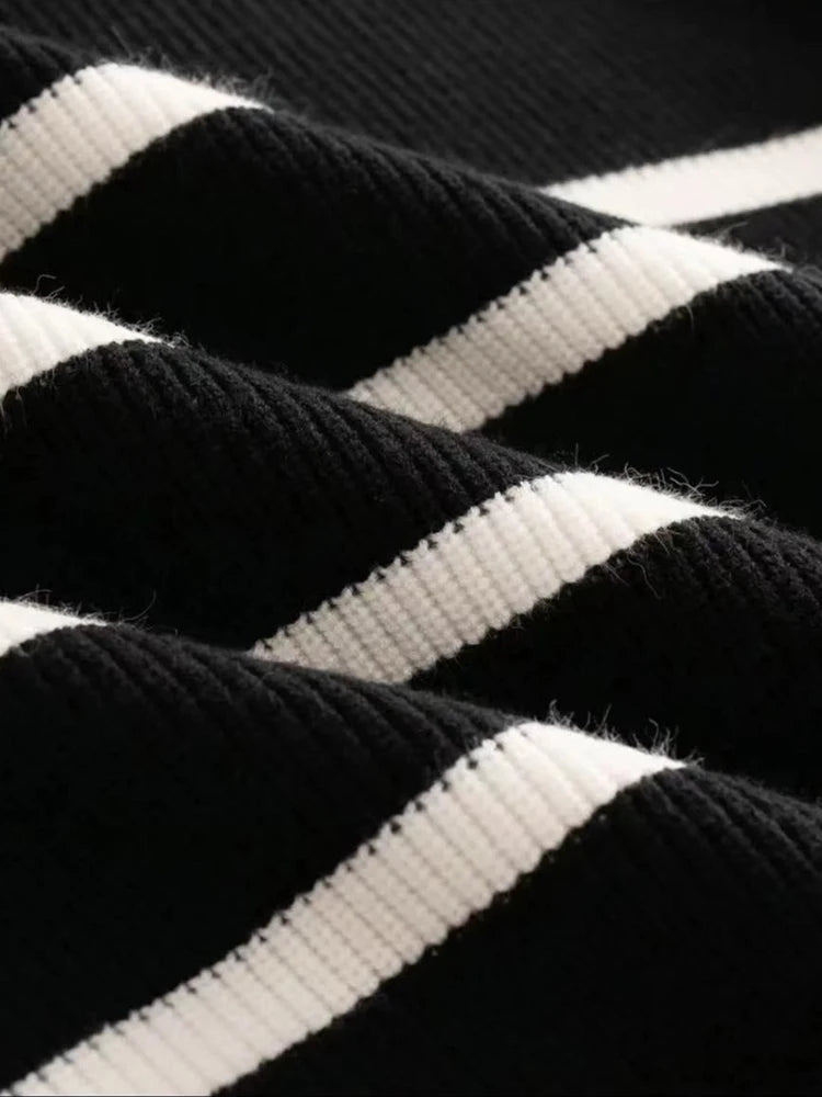 Heren gestreepte halfrits gebreide trui