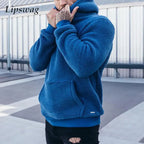 Solid Colour Zipped Fleece Hoodie Men